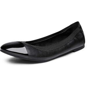 Dream Pairs Women Flex-black Faux Leather Flexible Stretch Ballerina Flats Shoes